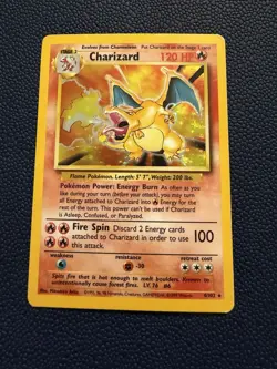 Pokemon TCG Charizard Base Set Holo Unlimited Rare Card MP - Image 1