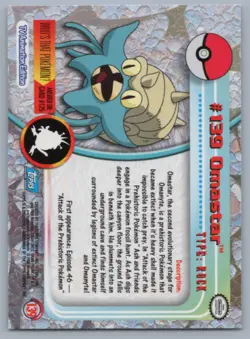 Omastar Foil TOPPS Series 3 Blue Logo #139 Pokemon Card TCG NM/MINT - Image 2