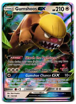 Gumshoos GX 110/149 - Sun & Moon Rare GX Pokemon TCG Holo - M/LP Card - Image 1