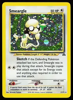 Smeargle 11/75 Holo Rare Neo Discovery Pokemon Card small dent - Image 1