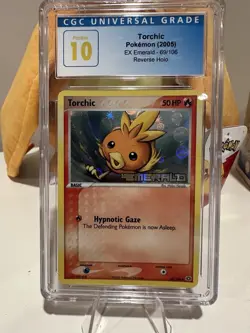 CGC PRISTINE 10 Torchic EX Emerald Reverse Holo Stamped Pokemon Card POP 5 - Image 1