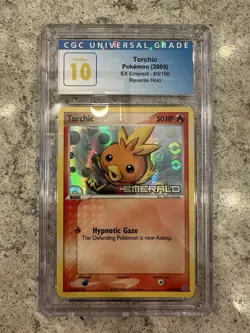 CGC PRISTINE 10 Torchic EX Emerald Reverse Holo Stamped Pokemon Card POP 5 - Image 3