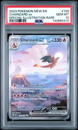 2023 POKEMON MEW EN-151 SPECIAL ILLUSTRATION RARE #199 CHARIZARD EX PSA 10 - Image 1