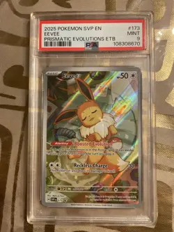 Pokemon Eevee TCG 173 Holo Promo Prismatic Evolutions ETB, PSA 9 - Image 1