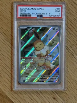 Pokemon Eevee TCG 173 Holo Promo Prismatic Evolutions ETB, PSA 9 Mint - Image 1