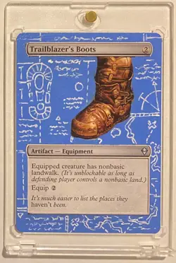 TRAILBLAZER’S BOOTS (ZEN) MTG Magic BLUEPRINT Hand Painted Altered Extended Art - Image 1