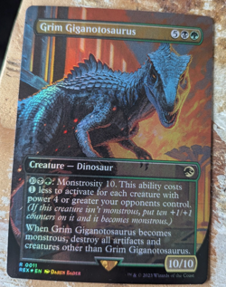 MTG Grim Gigantosaurus, Jurassic World NM FOIL - Image 1