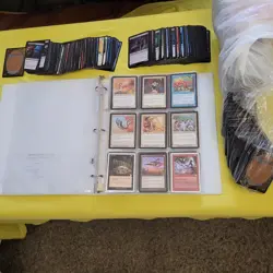 10 Pre-Modern Era Pages of Cards Collection in Binder. And 1,000 Bulk MTG Lot - Image 1