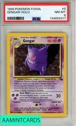 1999 POKEMON FOSSIL GENGAR-HOLO #5 PSA 8 NM-MT - Image 1