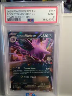 2025 Pokemon Svp En Rockets Nidoking Ex Team Rocket Tin #217 Promo Psa9 - Image 1
