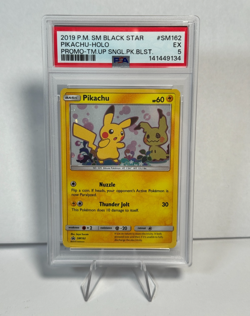 POKEMON TEAM UP PIKACHU #SM162 HOLO BLACK STAR PROMO BLISTER PACK - PSA 5 - Image 1