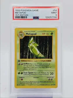 METAPOD 1999 POKEMON GAME BASE SET 1ST EDITION COMMON 54/102 PSA 9 Q0004 - Image 1