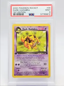 DARK KADABRA 2000 POKEMON TEAM ROCKET 1ST EDITION UNCOMMON 39/82 PSA 9 Q0004 - Image 1