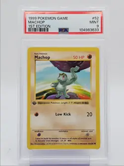 MACHOP 1999 POKEMON GAME BASE SET 1ST EDITION COMMON 52/102 PSA 9 Q0004 - Image 1