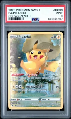 2023 POKEMON SWORD & SHIELD CROWN ZENITH #GG30 FULL ART PIKACHU GG70 FA PSA 9 - Image 1