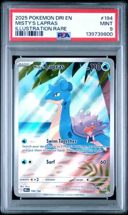 2025 POKEMON DRI EN-DESTINED RIVALS ILLUSTRATION RARE #194 MISTY'S LAPRAS PSA 9 - Image 1