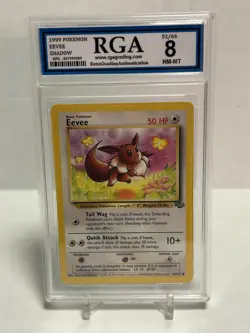 🟤 1999 Pokemon Eevee 51/64 Jungle Shadow RGA 8 NM-MT Vintage Slab - Image 1