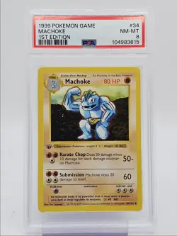 MACHOKE 1999 POKEMON GAME BASE SET 1ST EDITION UNCOMMON 34/102 PSA 8 Q0004 - Image 1