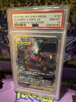 2019 Pokemon Japanese Sun & Moon FA Umbreon Darkrai GX Tag Team GX PSA 10 - Image 1