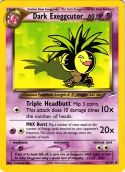 Pokemon TCG Dark Exeggutor Neo Destiny Unlimited Uncommon 33/105 LP - Image 1