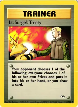 Pokemon TCG Lt. Surge’s Treaty 112/132 Gym Heroes Unlimited DMG - Image 1