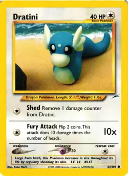 Pokemon TCG Dratini 63/105 Neo Destiny Unlimited Unlimited LP - Image 1