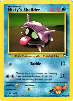Pokemon TCG Gym Heroes Misty's Shellder Unlimited 89/132 US Seller LP/MP - Image 1