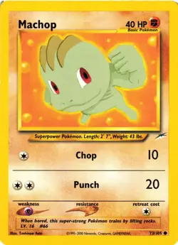 Pokemon TCG Machop Neo Destiny 73/105 Regular Unlimited Common LP - Image 1