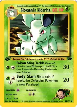 Pokemon TCG Giovanni's Nidorina Gym Challenge 44/132 1st Edition NM - Image 1