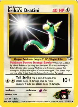 Pokemon TCG Erika's Dratini Gym Heroes 42/132 Unlimited Uncommon VLP - Image 1