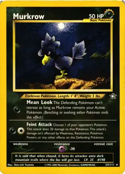 Pokemon TCG Murkrow Neo Genesis Rare 24/111 50 Unlimited English Regular DMG - Image 1
