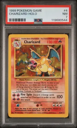 Pokemon TCG Charizard Base Set Holo Unlimited Rare Card 4/102 PSA NM 7 - Image 1