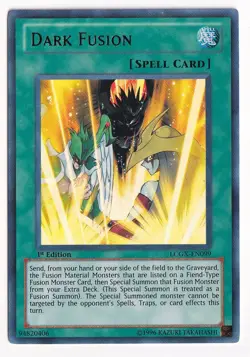 Yugioh Dark Fusion LCGX-EN099 Legendary Collection 2 1st Edition LP - Image 1