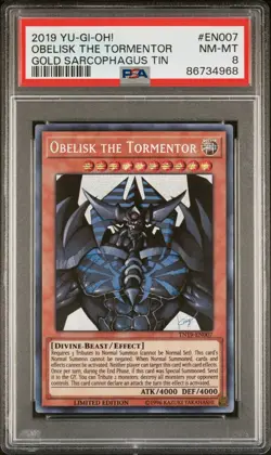 Yu-Gi-Oh! PSA 8 TCG Obelisk the Tormentor (alternate art) 2019 Gold Sarcophagus - Image 1
