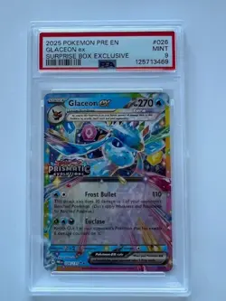 Glaceon ex Prismatic Evolutions Stamp 026/131 Pokemon Suprise Box Exclus. PSA 9 - Image 1