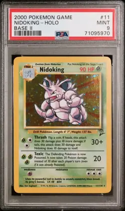 Nidoking PSA 9 Pokemon Card. Base Set 2 11/130 Rare Holo. WOTC 2000 MINT. - Image 1