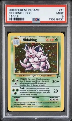 2000 POKEMON BASE SET 2 #11 NIDOKING-HOLO PSA 9 - Image 1