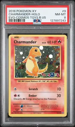 2016 POKEMON XY EVOLUTIONS COSMOS-TOYS R US #9 CHARMANDER-HOLO PSA 8 - Image 1