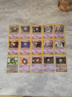 Unown Pokemon Card Lot 15 Cards Total 2000-2007 TCG Neo - Image 1