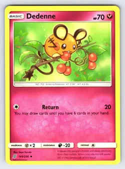 Dedenne 145/236 2019 S&M Unified Minds Pokemon Card TCG Nintendo Uncommon - Nm - Image 1