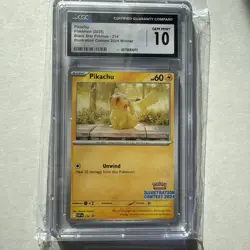 CGC GEM MINT 10 Pikachu Pokemon Card #214 Black Star Promo Illustration Contest - Image 1