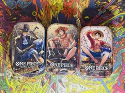 Lot of 3 One Piece Card Game Mini-Tin Pack Set Vol.2 New Sealed - Image 1
