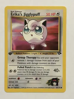 Pokemon TCG Erika's Jigglypuff Card 69/132 1st Edition Gym Challenge - Image 1