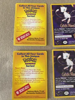 1999 WARNER BROS. POKEMON FIRST MOVIE PROMO CATCH MEW TRADING CARDS SET OF 8 - Image 5