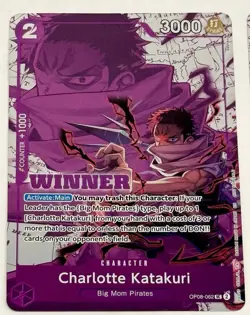 One Piece Charlotte Katakuri Winner Card, Vol. 3 Promo English Foil 062 Purple - Image 1