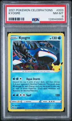 2023 Pokemon Celebrations 009/025 Kyogre Holo PSA 8 Near Mint Rare Card Fresh - Image 1