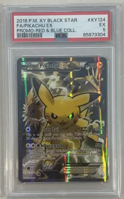 2016 POKEMON XY BLACK STAR PROMO RED & BLUE FULL ART/PIKACHU EX PSA 5 XY124 - Image 1