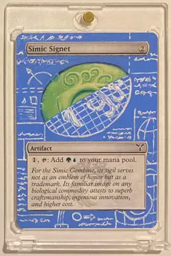 SIMIC SIGNET (DIS) MTG Magic BLUEPRINT Hand Painted Altered Extended Art - Image 1