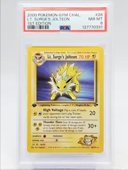 LT. SURGE'S JOLTEON 2000 POKEMON GYM CHALLENGE 1ST EDITION RARE 28 PSA 8 Q0004 - Image 1