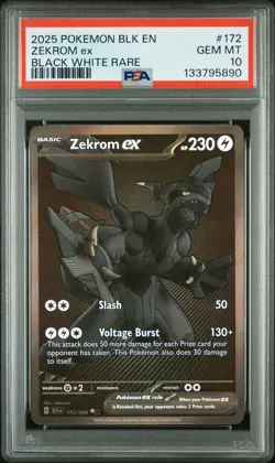 2025 POKEMON BLK EN-BLACK BOLT BLACK WHITE RARE #172 ZEKROM EX PSA 10 - Image 1
